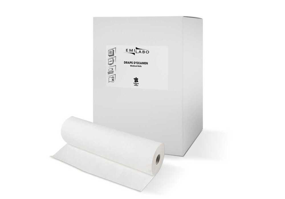 EMILABO DRAP D'EXAMEN EMILABO LISSE BLANC 2 PLIS 50x35 300 FTS "DE300L