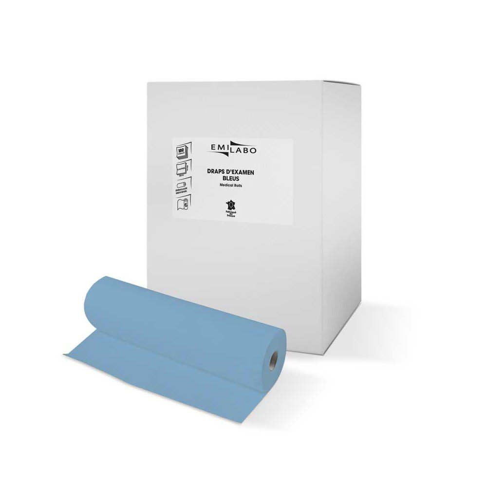 EMILABO DRAP D'EXAMEN EMILABO PLASTIFIE BLEU 2 PLIS 50x38 132 FTS "DE132P
