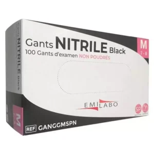 EMILABO GANT D'EXAMEN EMILABO NITRILE BLACK NON POUDRE T9/10 XL "GANGGXLSPN