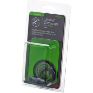 LITTMANN KIT PIECES DETACHEES NOIR STETHOSCOPES 3M CLASSICII SE( bague anti froid -embouts auriculaire souples petit-membrane double fréquence et bague coté adulte) "40005