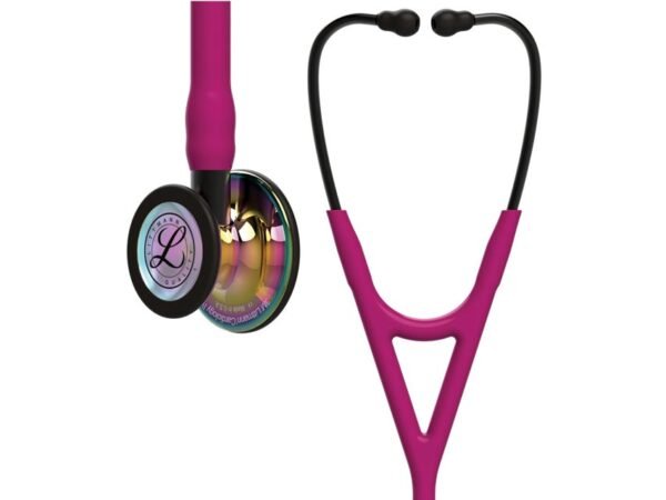 LITTMANN STETHOSCOPE 3 M LITTMANN CARDIOLOGY IV DOUBLE PAVILLON FRAMBOISE ED RAINBOW BRILLANT  "6241