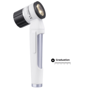 LUXAMED DERMATOSCOPE LUXASCOPE LED 2.5 V, BLANC AVEC EMBOUT DE CONTACT AVEC GRADUATION "LX.C1.516.914