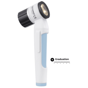 LUXAMED DERMATOSCOPE LUXASCOPE LED 2.5 V, BLEU GLACE AVEC EMBOUT DE CONTACT AVEC GRADUATION "LX.C1.516.934