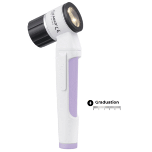 LUXAMED DERMATOSCOPE LUXASCOPE LED 2.5 V, LILAS DÉLICAT AVEC EMBOUT DE CONTACT AVEC GRADUATION "LX.C1.516.964