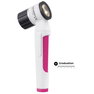 LUXAMED DERMATOSCOPE LUXASCOPE LED 2.5 V, MAGENTA AVEC EMBOUT DE CONTACT AVEC GRADUATION "LX.C1.516.974
