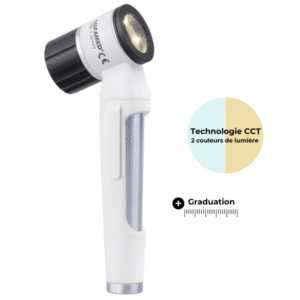 LUXAMED DERMATOSCOPE LUXASCOPE LED CCT, BLANC AVEC EMBOUT DE CONTACT AVEC GRADUATION "LX.C1.716.914